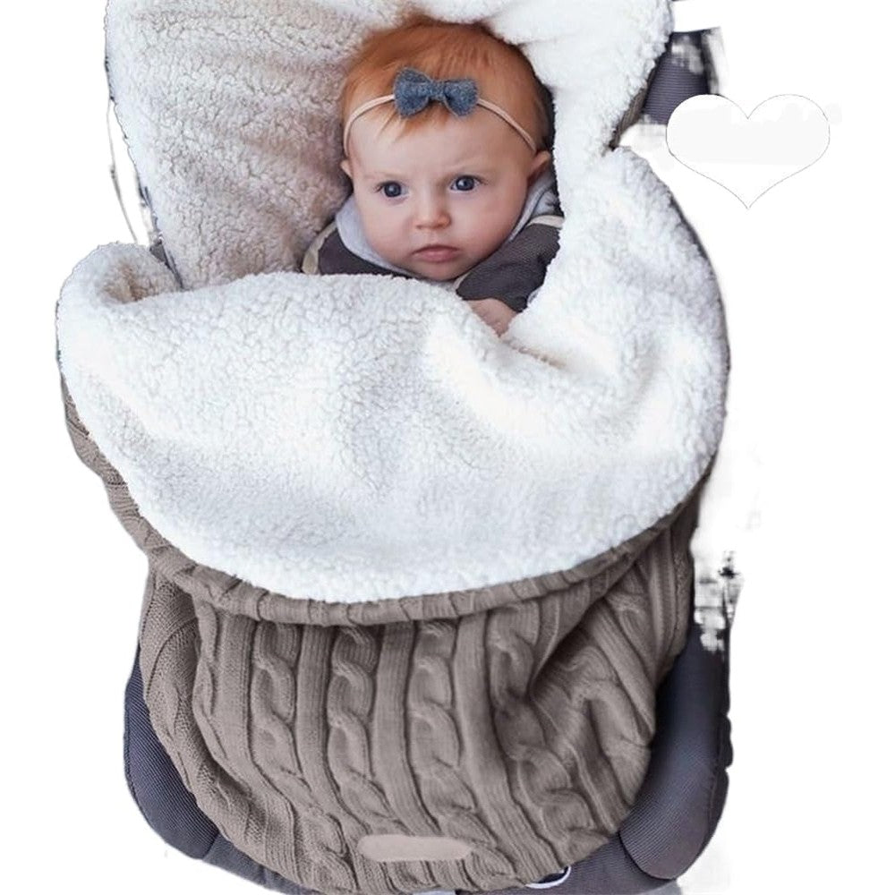 Juaugusep baby sleeping bag khaki front view premium knit newborn swaddle