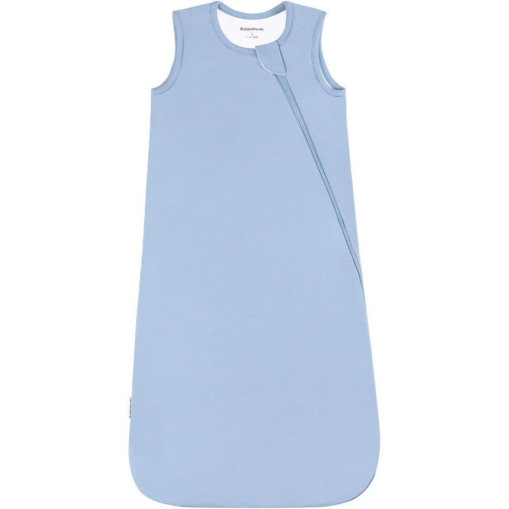 Okayinn BubblePanda bamboo sleep sack front view light blue quilted winter wearable blanket