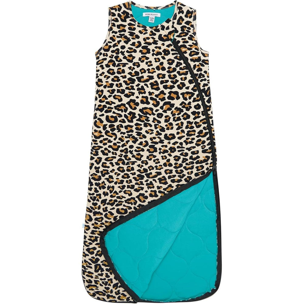 Posh Peanut sleeveless baby sleep sack Lana leopard print front view