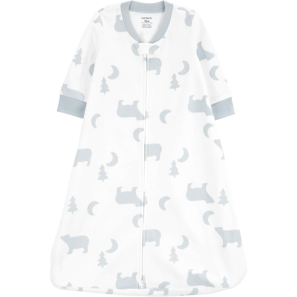 Carter's Unisex Baby Sleep Bag front view featuring white and blue woodland pattern.