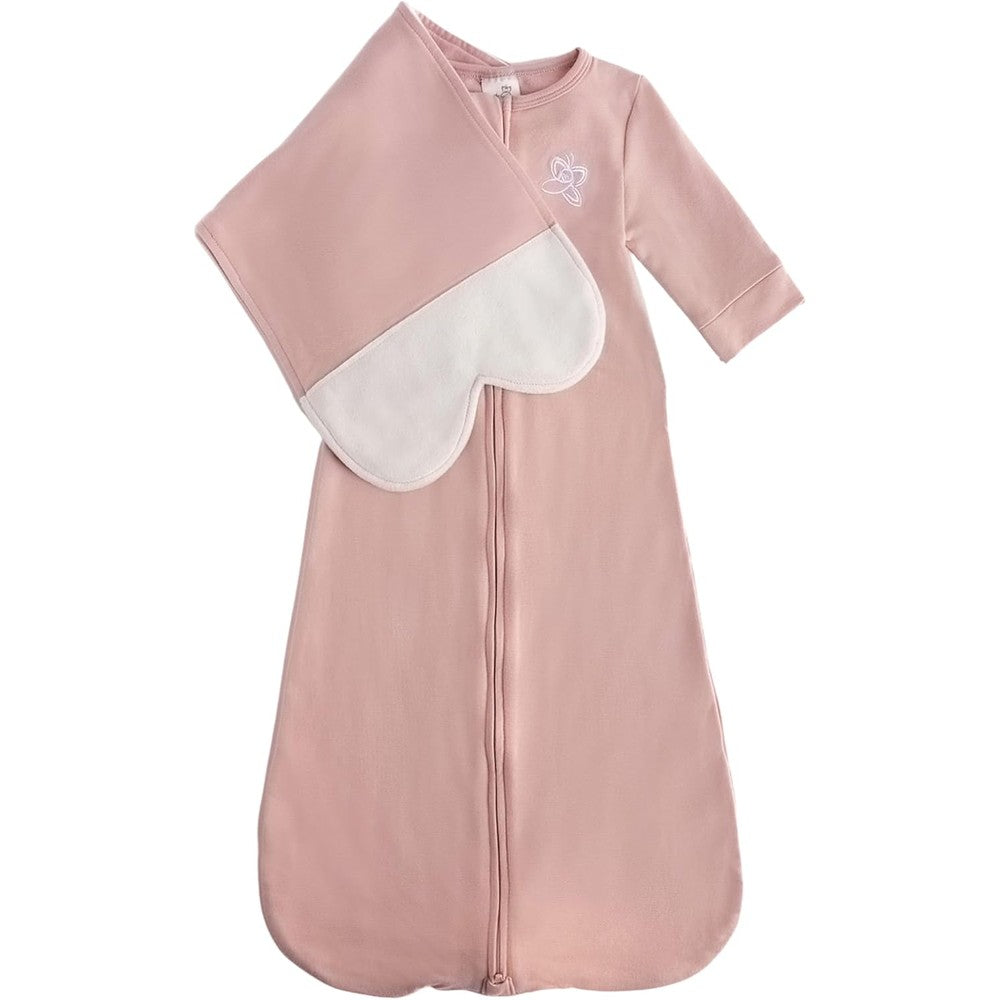 The Butterfly Swaddle organic cotton sleep sack blushing pink front view