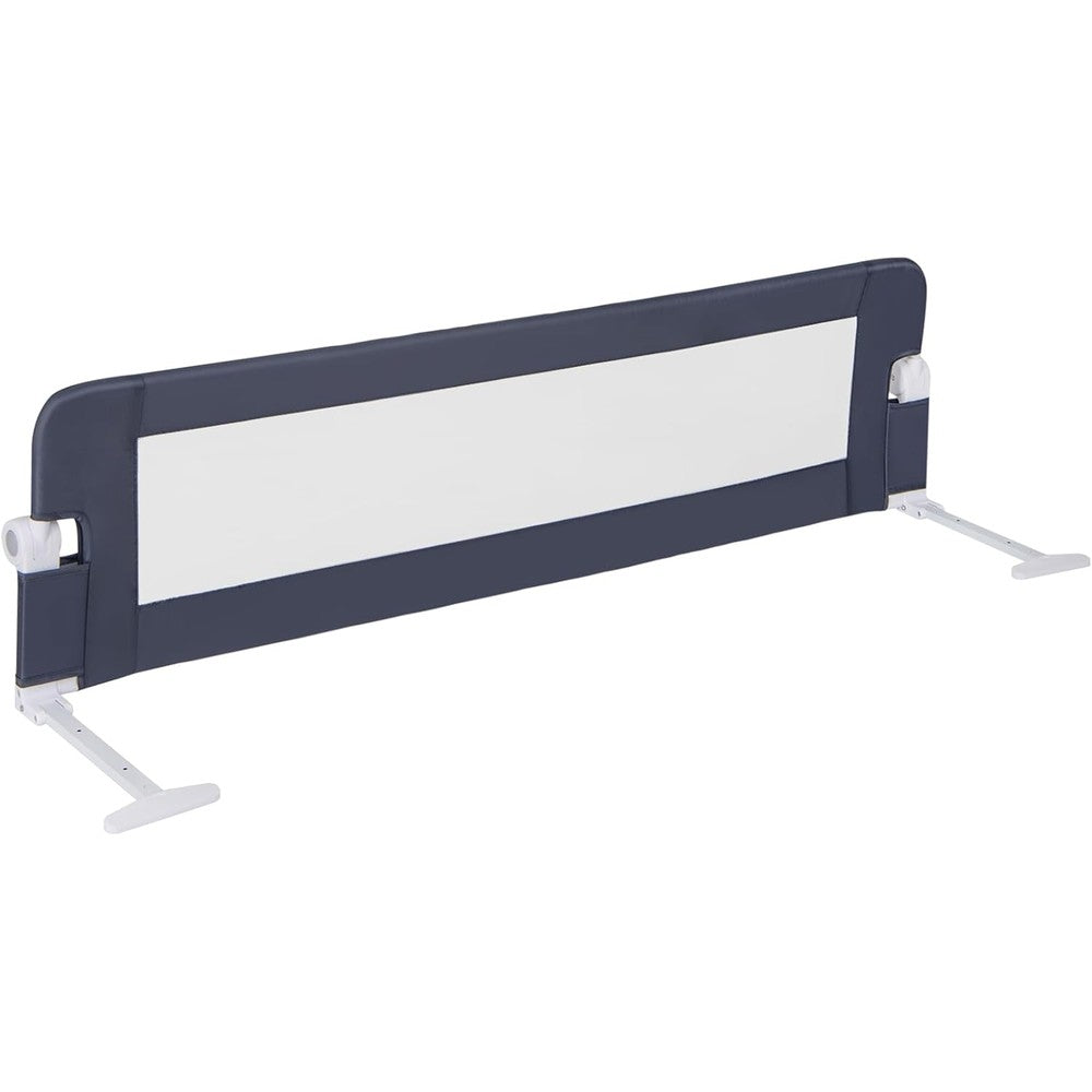 Baby Joy toddler bed rail dark blue front view installed on mattress