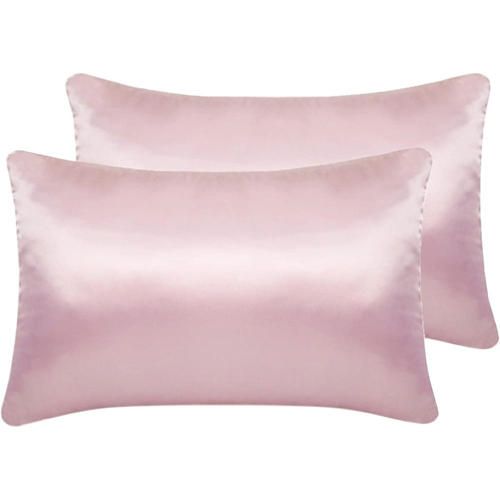 LCBD Silky Satin Toddler Pillowcases set of 2 in pink front view