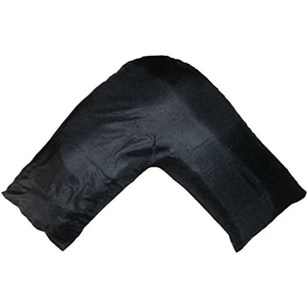 Taoson black silky soft satin V-shaped pillow cover front view