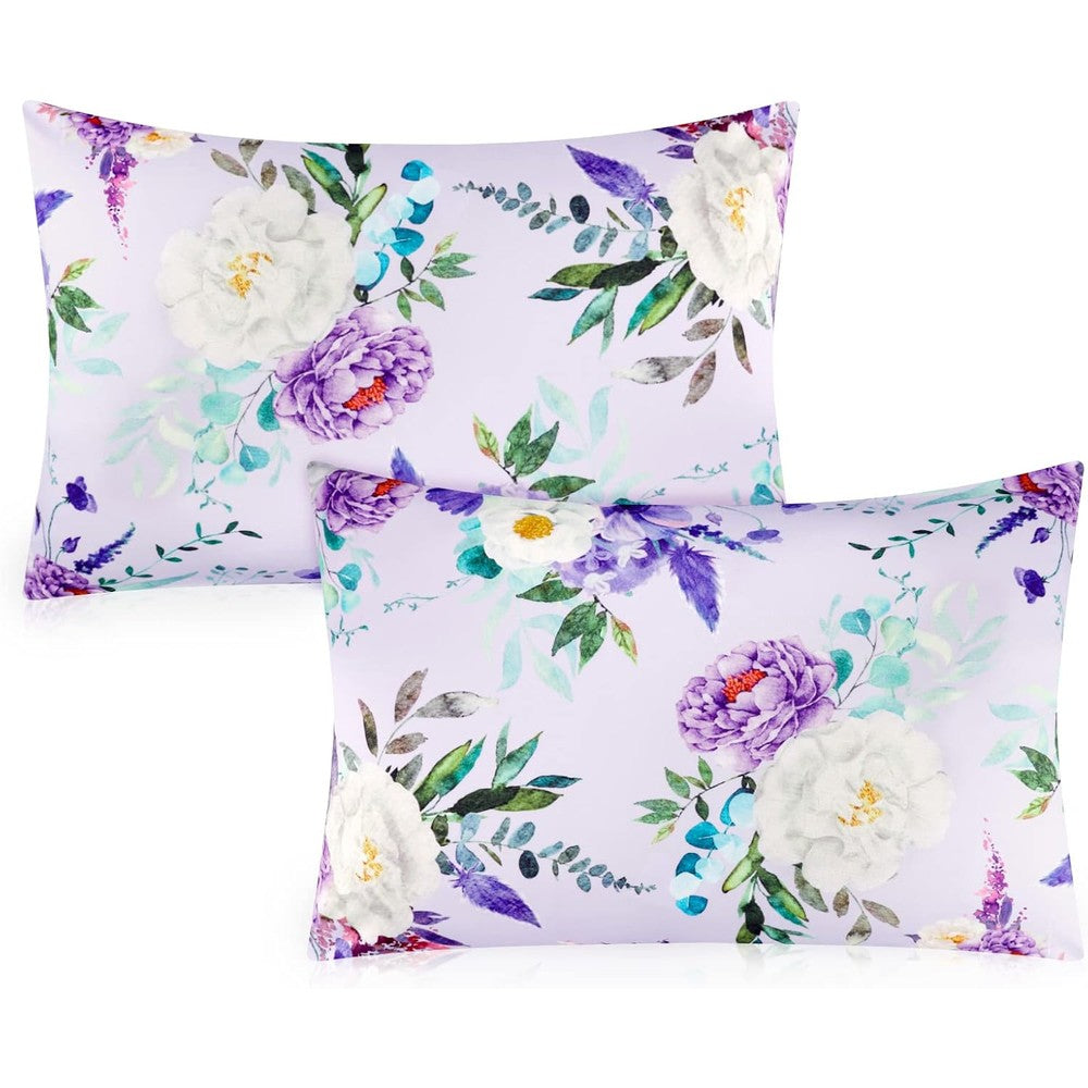 Caruili purple floral toddler pillowcase set front view