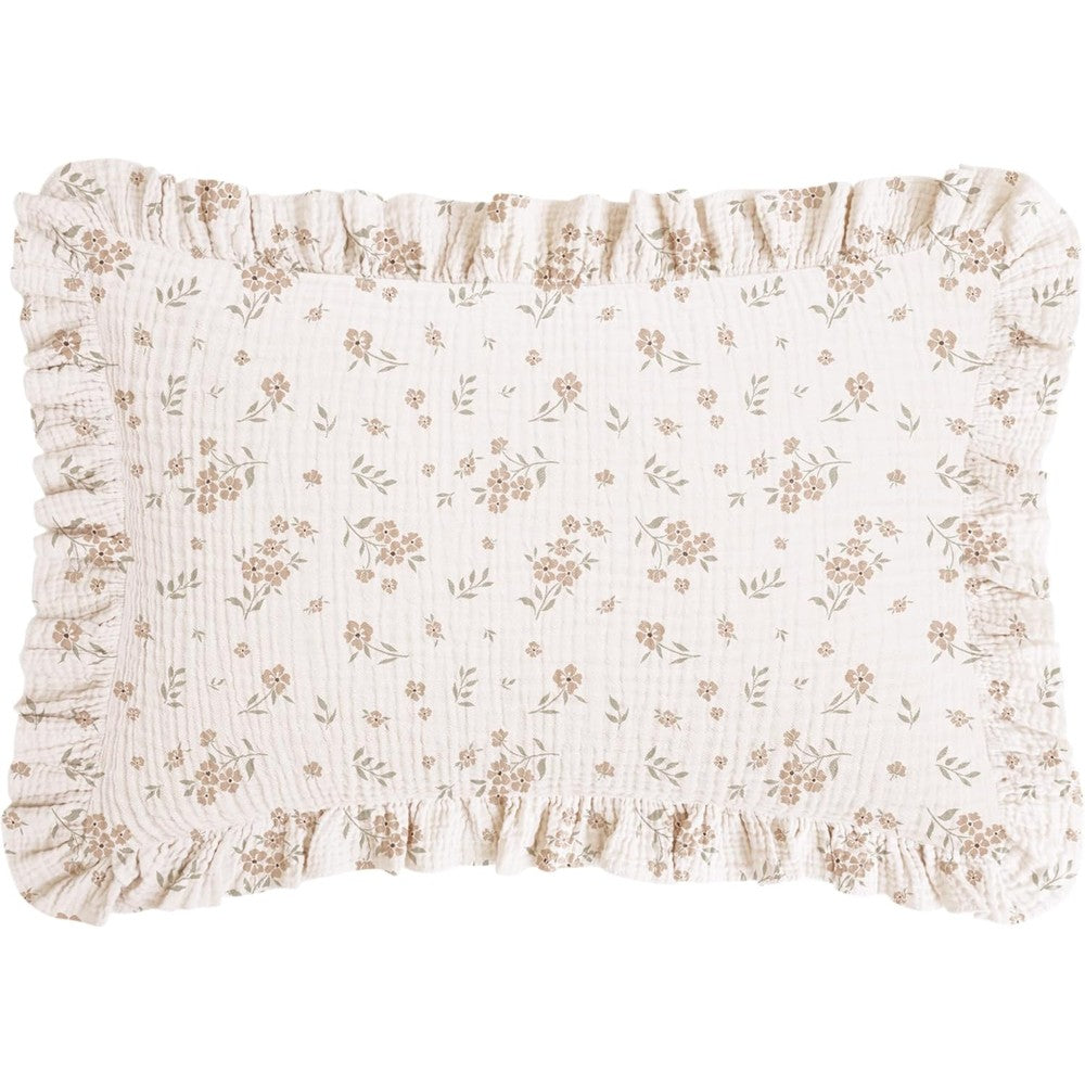 Konssy Flounce Muslin Toddler Pillowcase front view floral