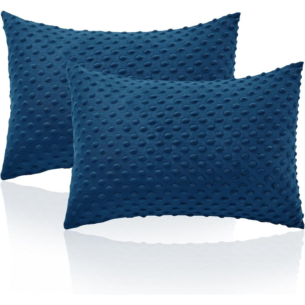 Entisn 2 Pack Minky Dot Toddler Pillowcase Navy Blue Front View