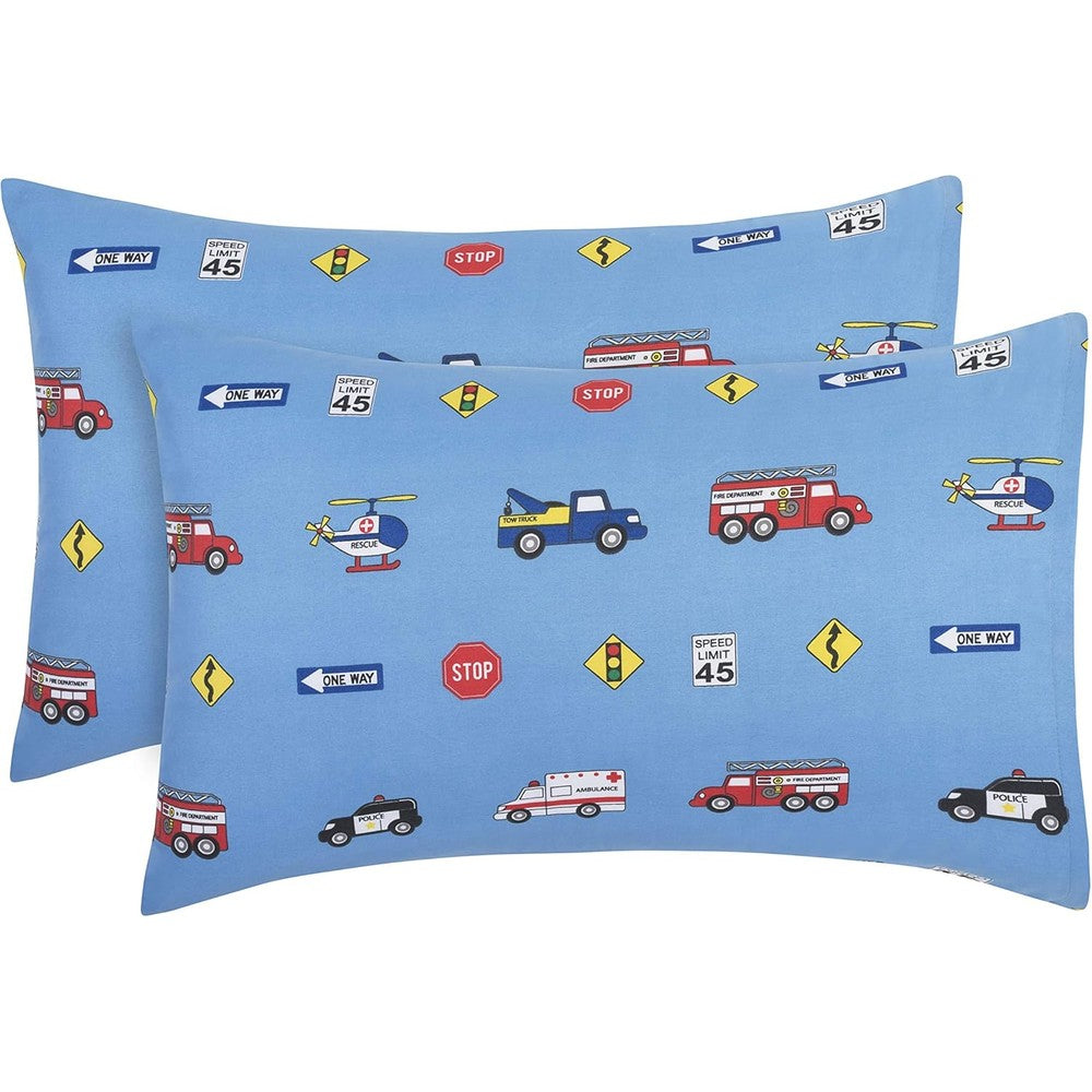 Everyday Kids 2-pack toddler travel pillowcases front view rescue theme