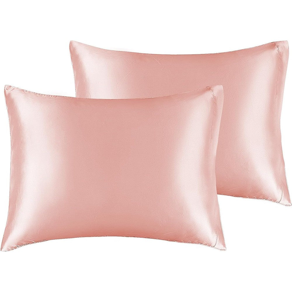 Bedelite satin toddler pillowcases coral set of two front view