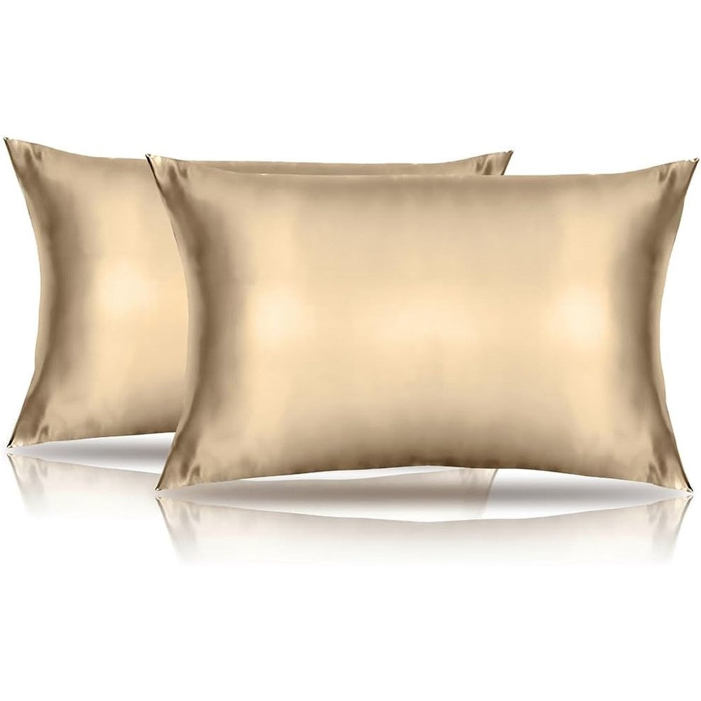 NookZuzu satin toddler pillowcase 2 pack front view in khaki