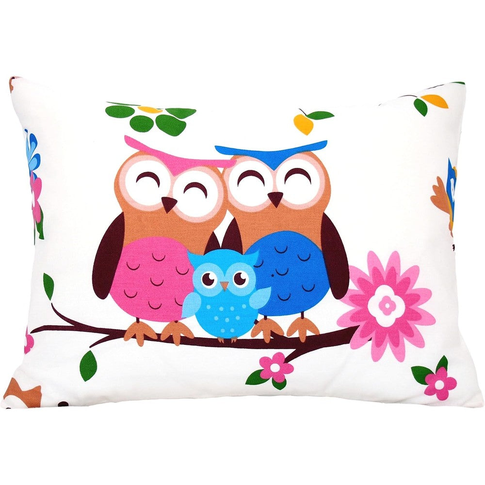 Comfy Turtles toddler pillowcase 13x18 owl pattern front view