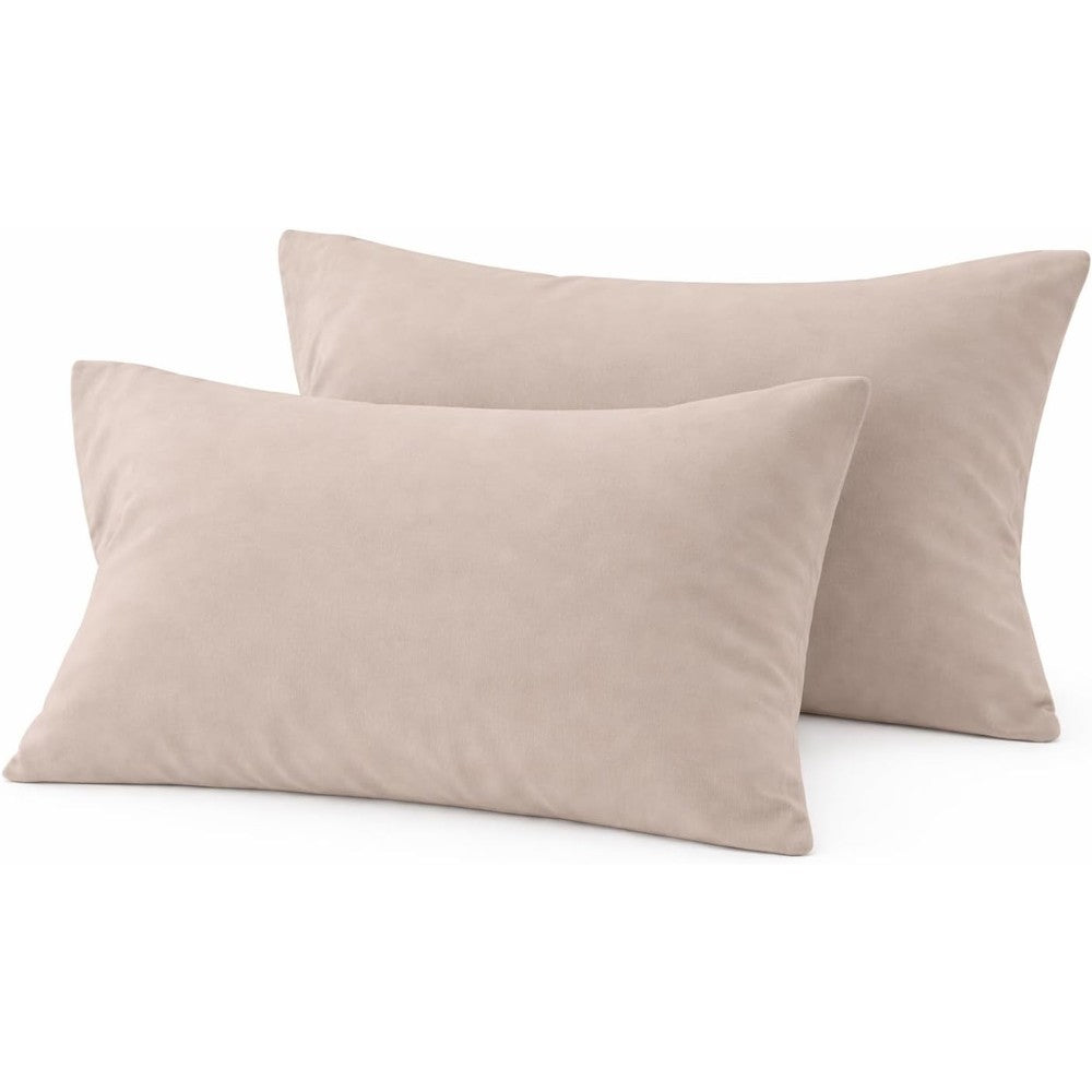 Cotton Stich 12x16 toddler pillowcases set of two in taupe solid front view