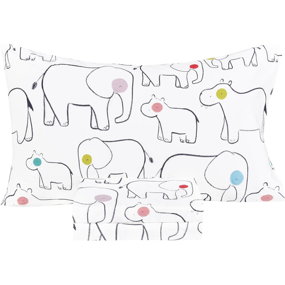 Scientific Sleep elephant and hippo twin bedding set front view