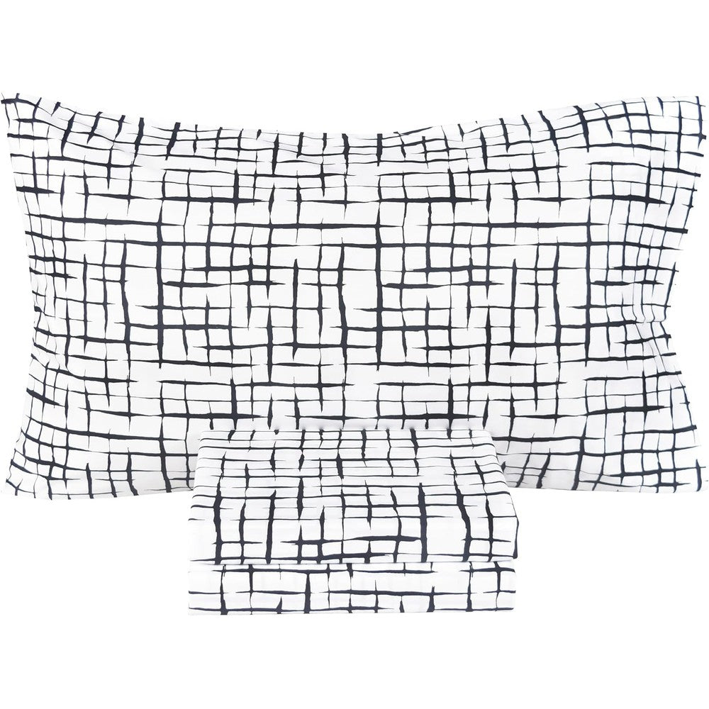 Scientific Sleep modern black stripe twin bed sheet set front view