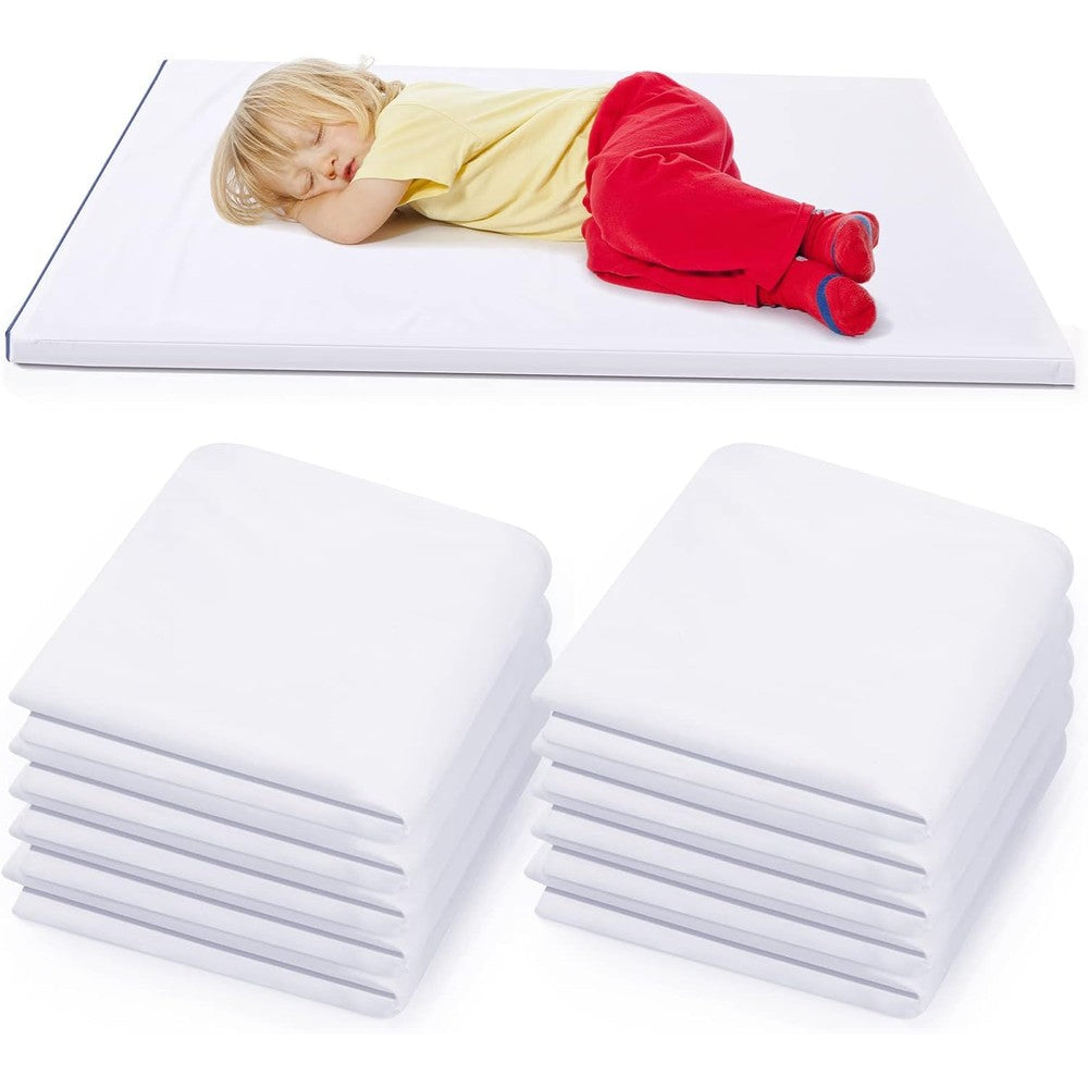 Lounsweer 10 pieces daycare nap mat sheet set white front view