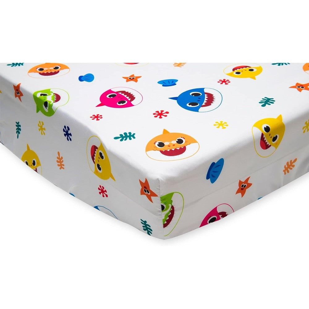 Baby Shark musical plush throw blanket front view showing colorful cartoon character print.