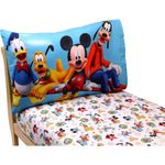 Disney Mickey Mouse Clubhouse Toddler Sheet Set front view showing packaged product.