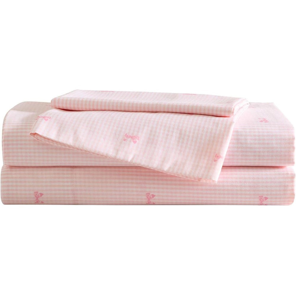 Laura Ashley Kids Queen Sheet Set Tiny Bows Pink front view