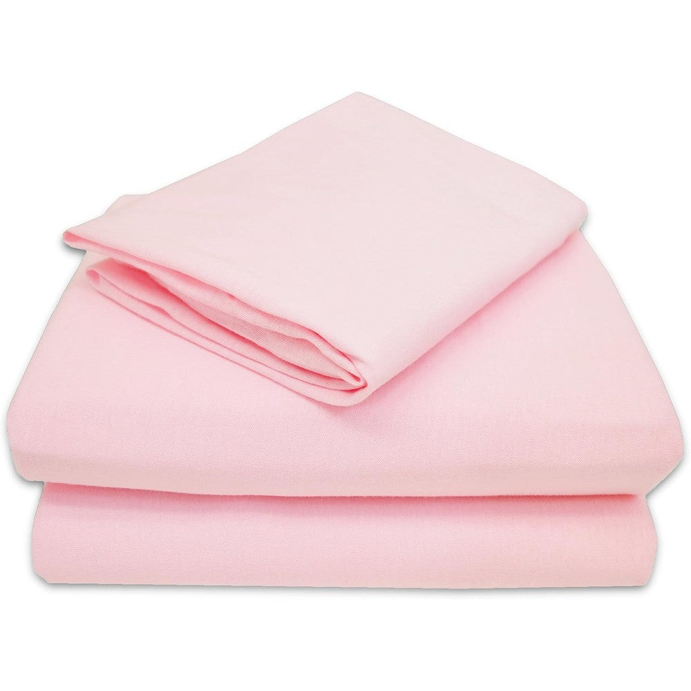 American Baby Company 100% natural cotton jersey knit toddler sheet set in pink front view