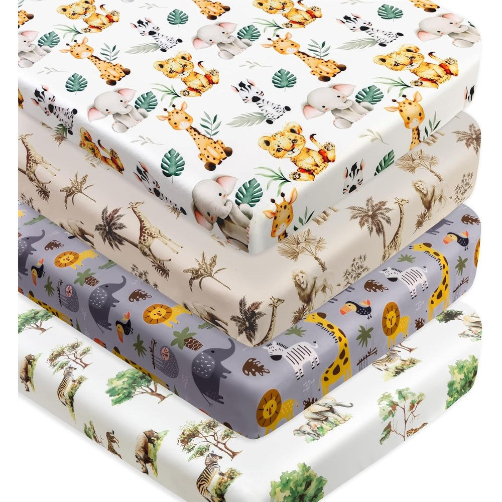 Figepo safari jungle animals fitted nursery sheets set front view