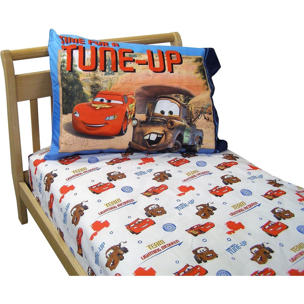 Disney Cars Two Piece Toddler Sheet Set front view featuring Lightning McQueen graphics.