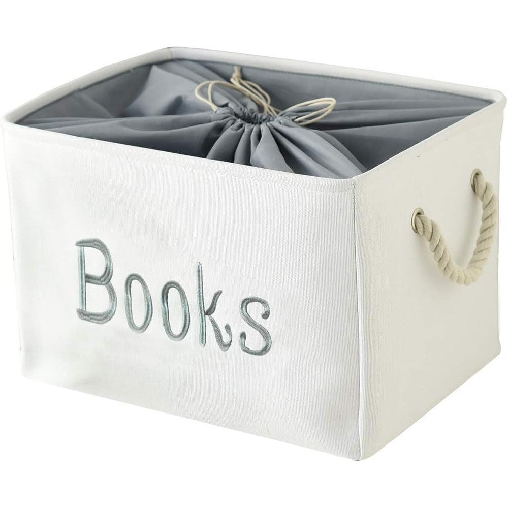 INough collapsible book storage basket for kids room front view