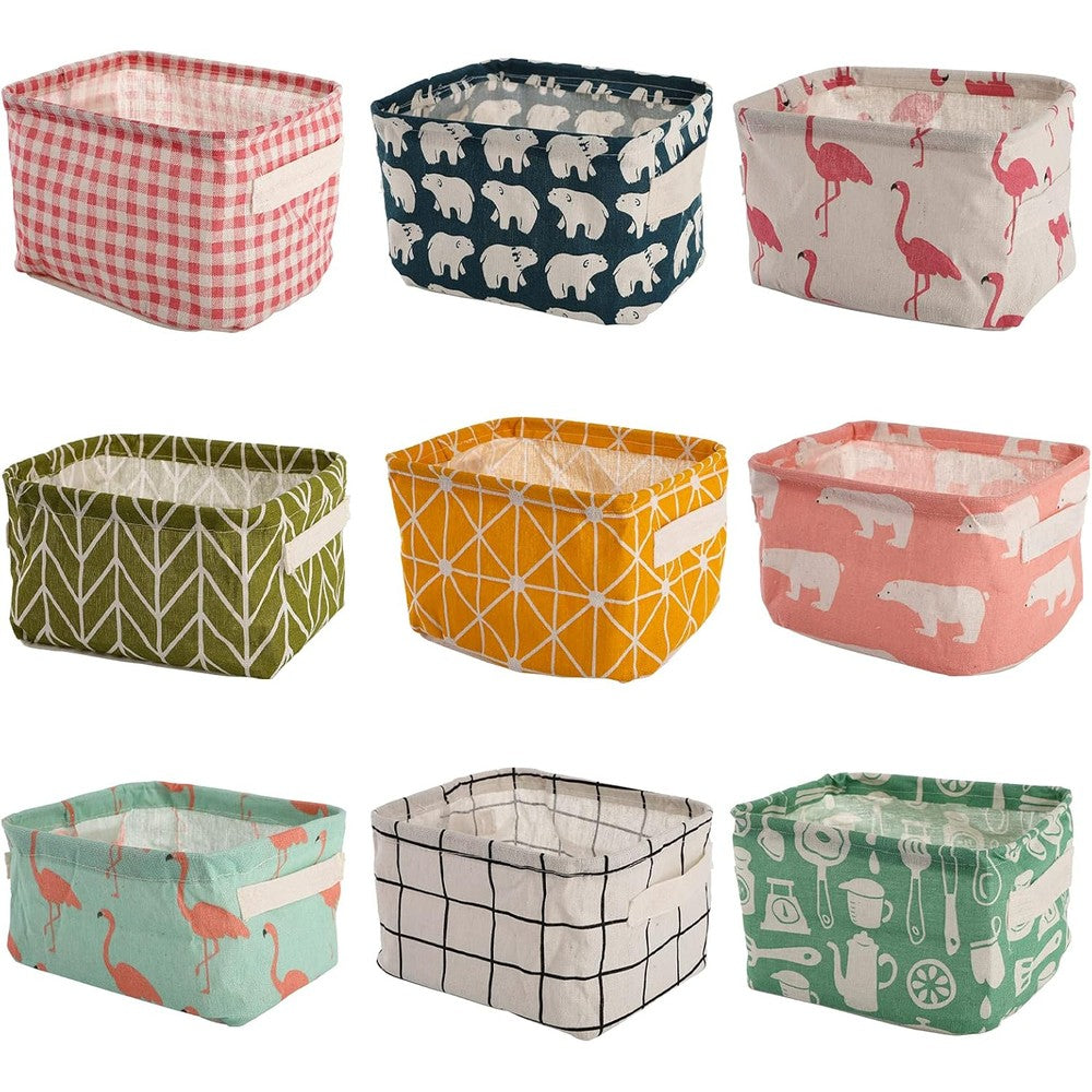 Lawei 9 pack mini canvas storage bins front view for home organization