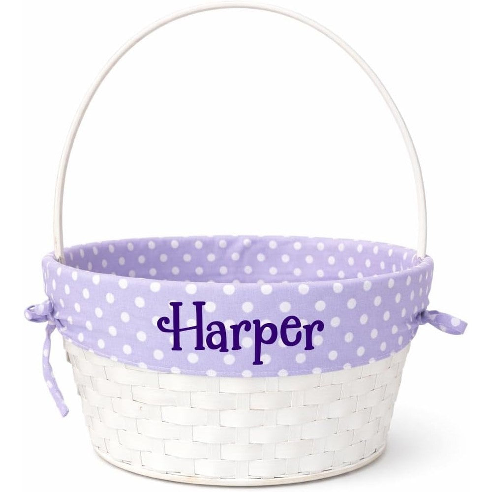 Knextion Inc personalized wooden Easter basket front view filled with holiday treats.