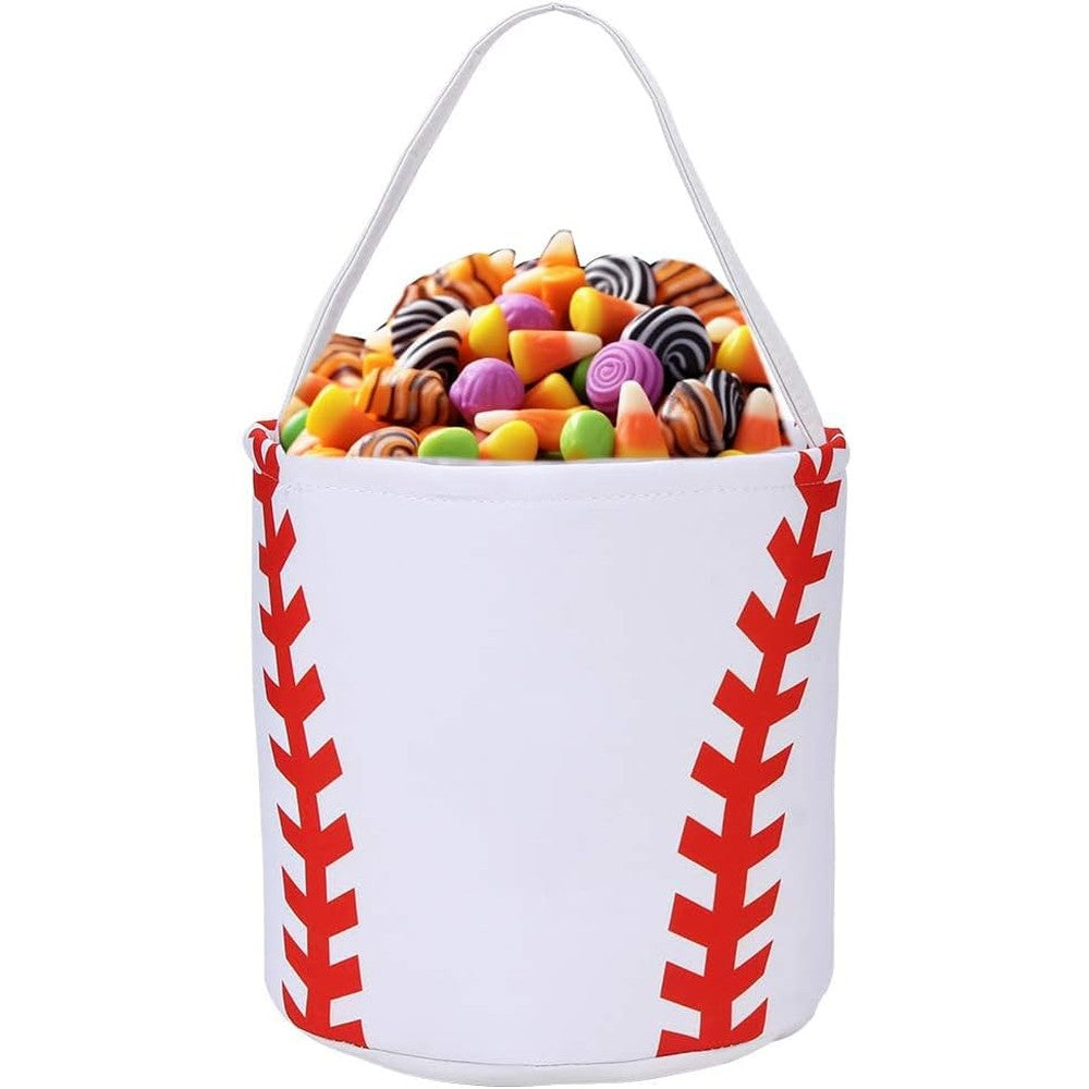 Leziazany baseball canvas basket front view showing the sports print design.