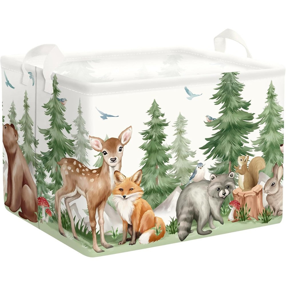 Huumonss forest animals baby laundry hamper front view with deer design
