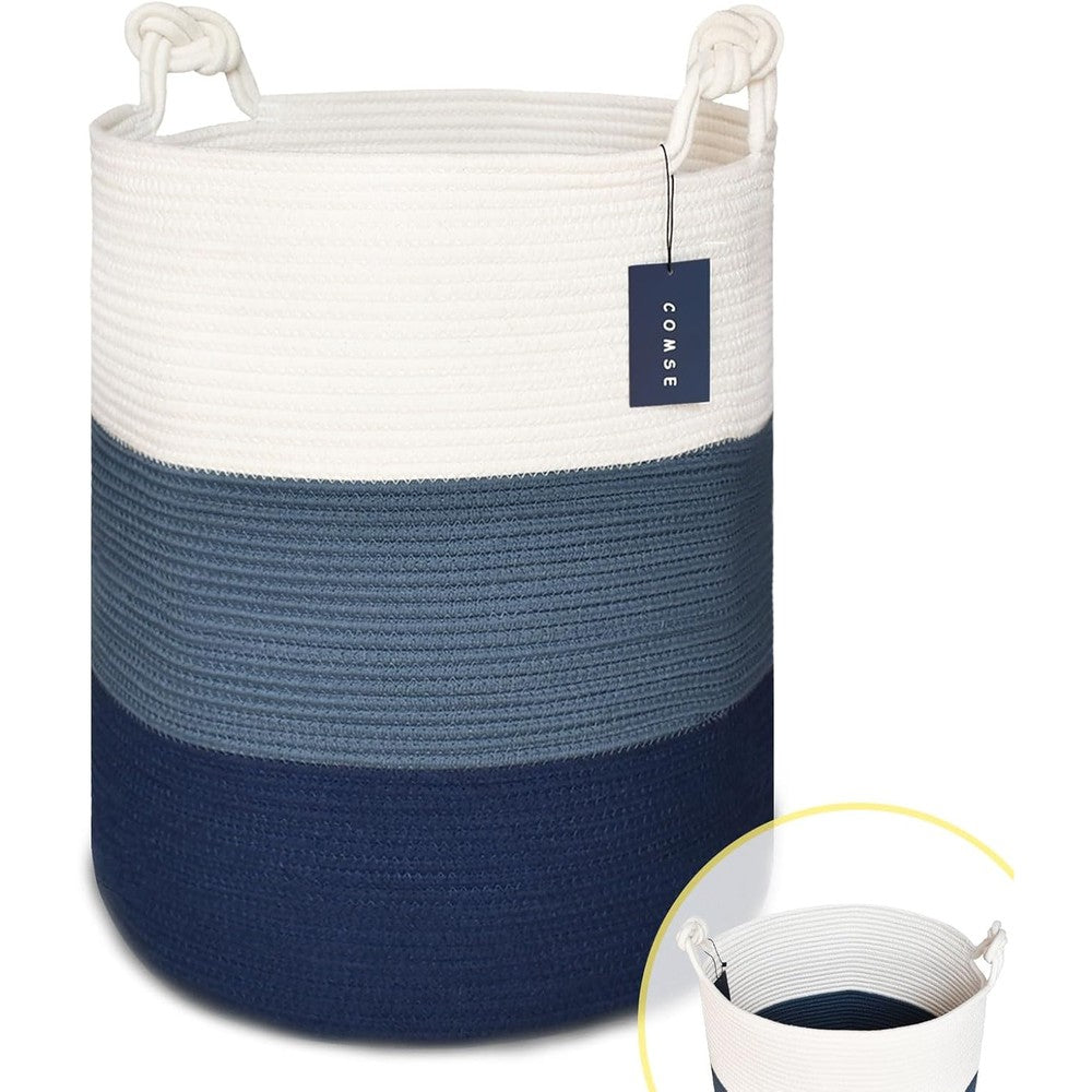 Comse Extra Large cotton rope blanket basket front view