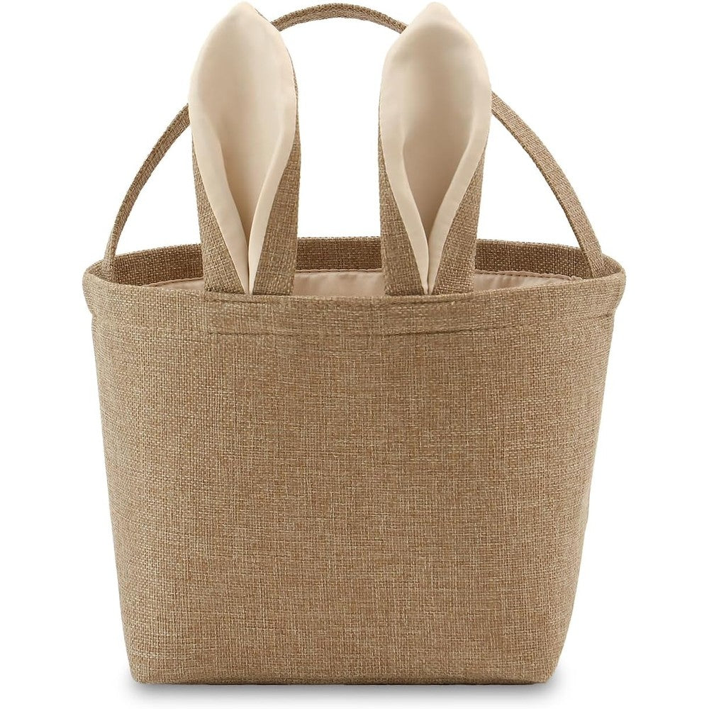 Thovsmoon Easter Bunny Basket for kids front view with fluffy ears