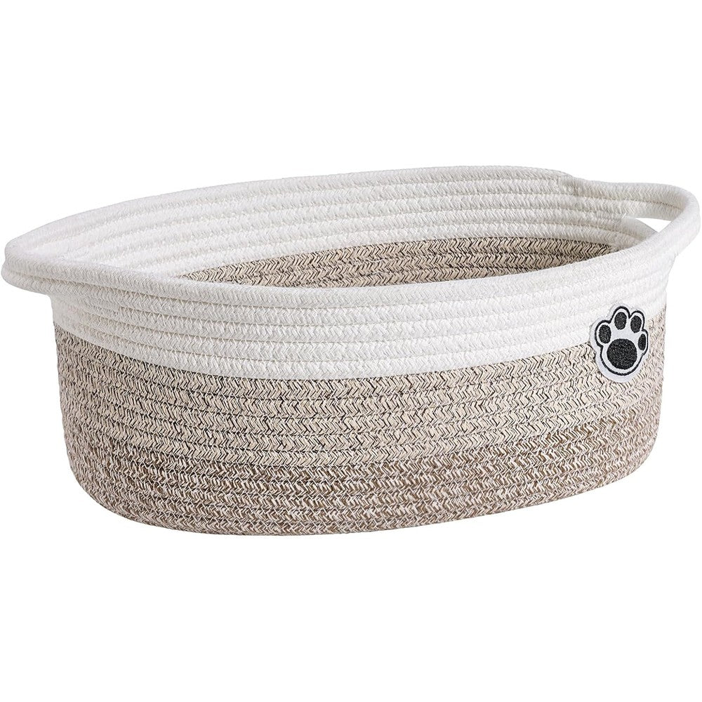 HiChen dog toy basket mixed brown front view showing stitched paw print design