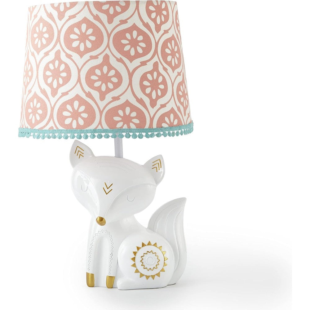 Levtex Baby Fiona table lamp with pink rosette shade front view