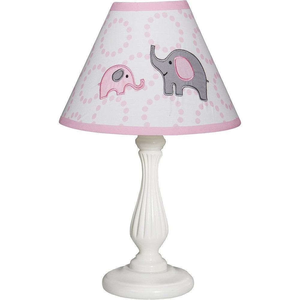 Geenny Optimababy pink and grey elephant nursery lamp shade front view