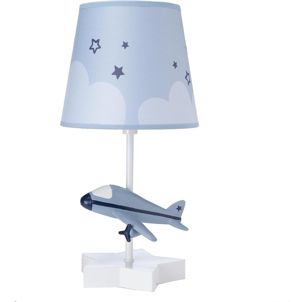 Bedtime Originals Little Aviator hand-painted airplane lamp front view for nursery decor
