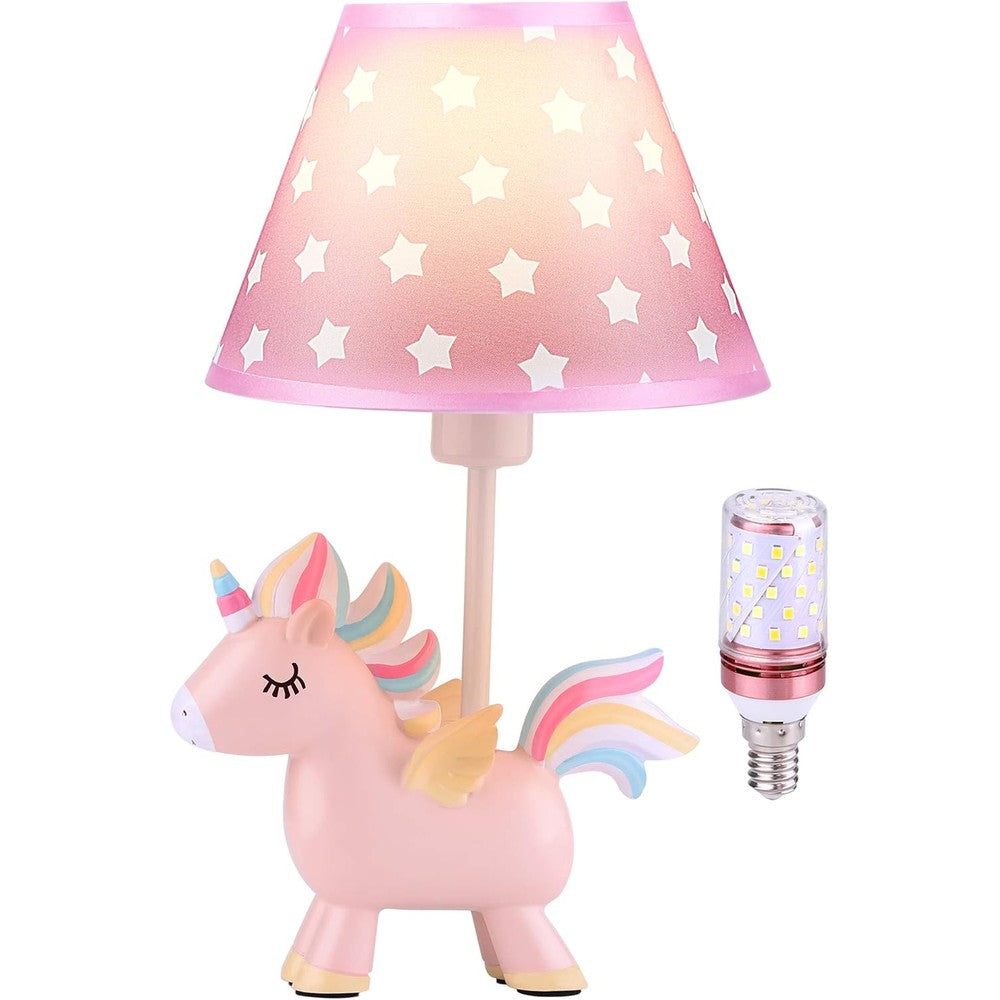 Jyps unicorn lamp front view with pink star theme