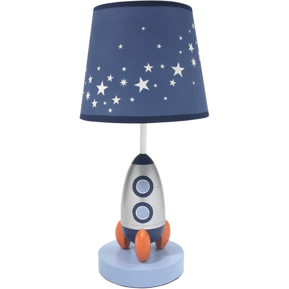 Lambs & Ivy Milky Way rocket ship nursery lamp front view