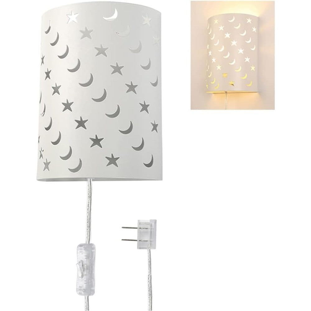Aizzkry Stars and Moons nursery wall lamp front view
