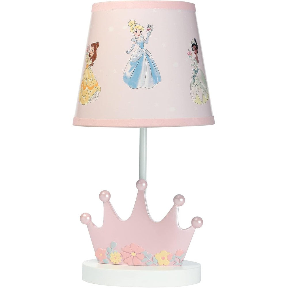 Lambs and Ivy Disney Princesses resin lamp with crown base and shade.