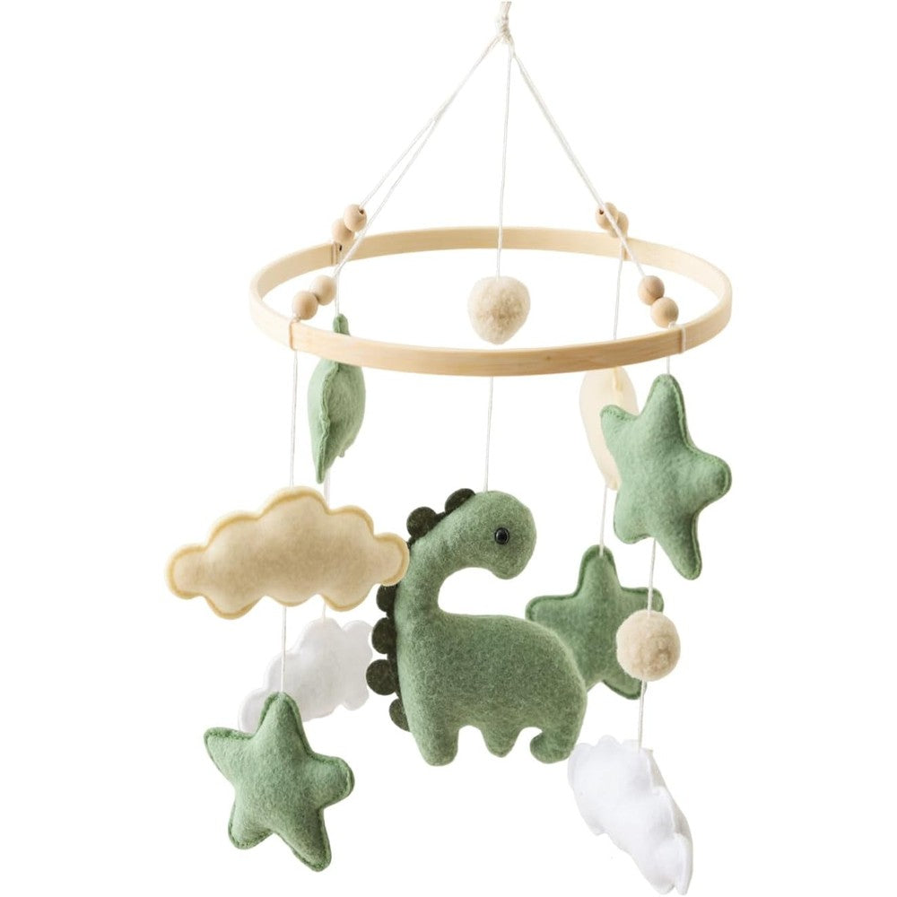 Ceecolia soft green dinosaur baby crib mobile front view hanging nursery decor
