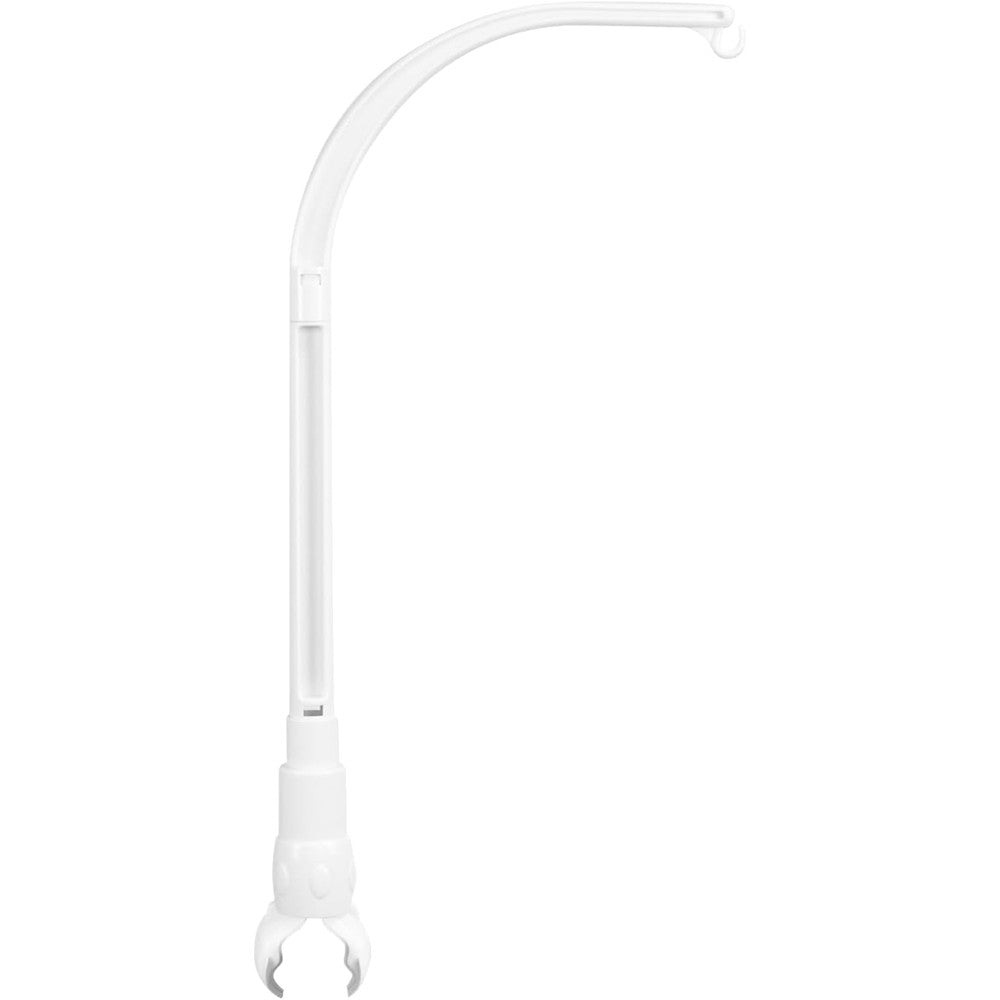 HLEEDUO DIY crib mobile arm front view showing the complete white bracket structure for nursery decoration.