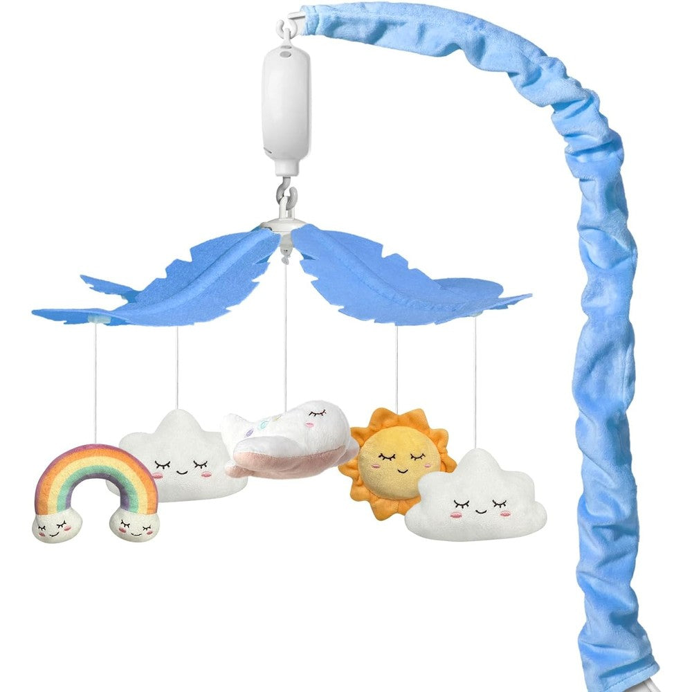 Mkcxcol airplane theme baby crib mobile front view showcasing blue plush toys