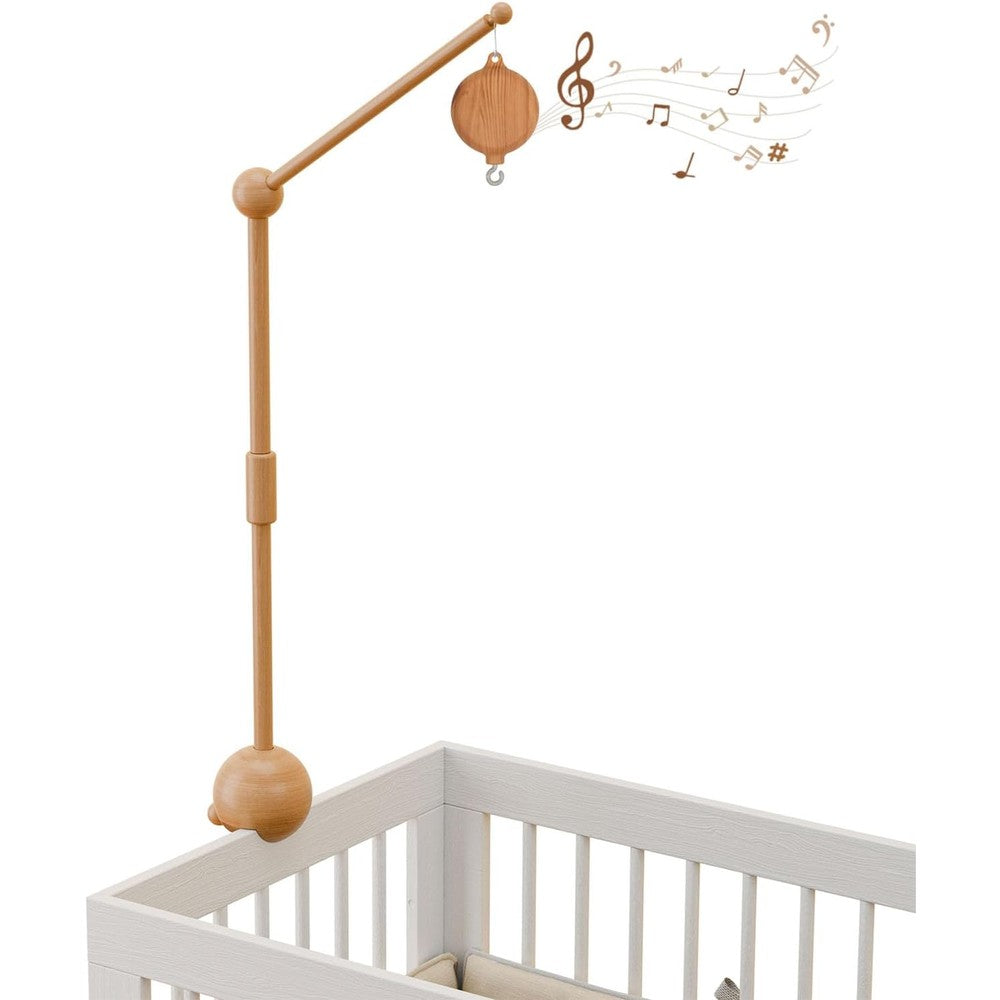 GIJIR wooden crib mobile arm front view attached to nursery cot