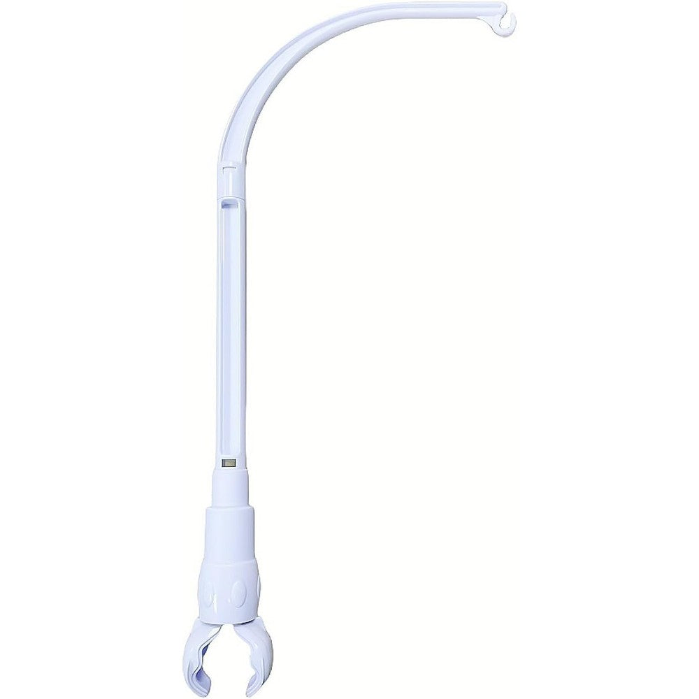 Accfore DIY 23 Inches Crib Mobile Arm front view attached to nursery crib rail.