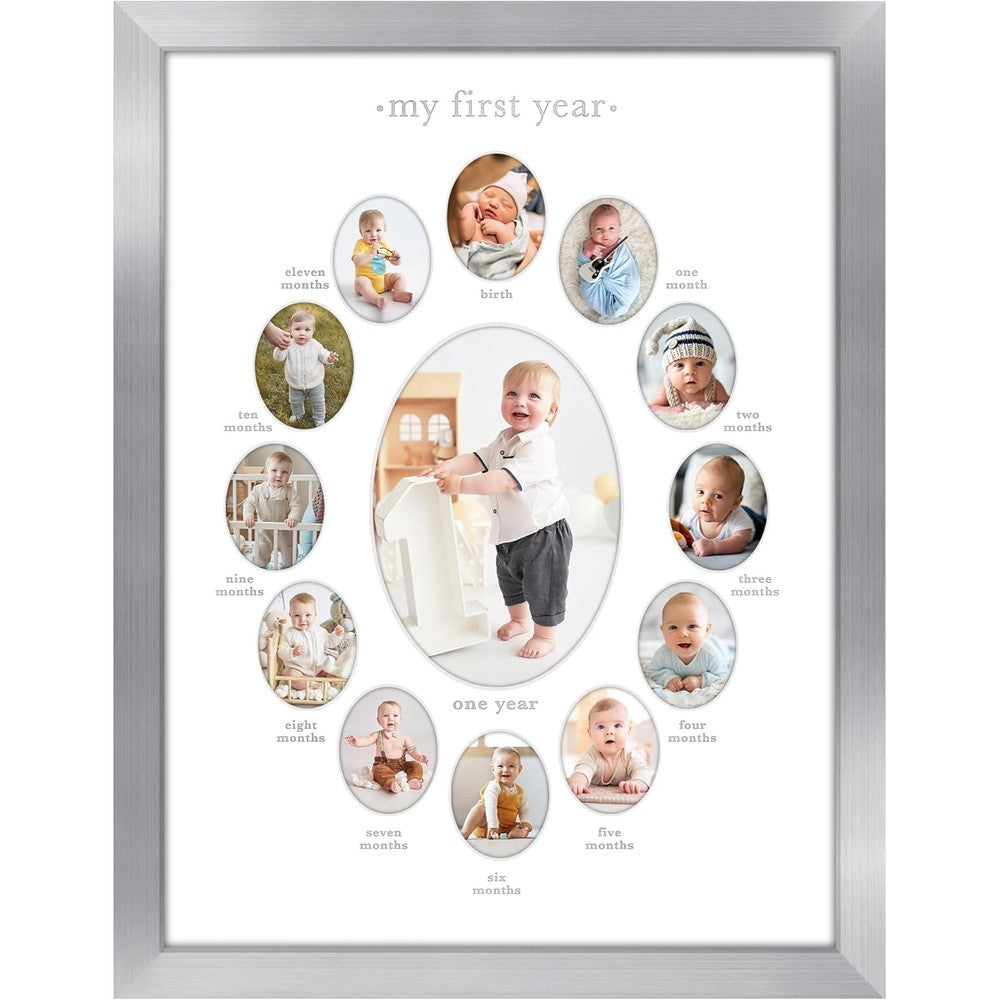 Americanflat First Year Photo Frame silver front view