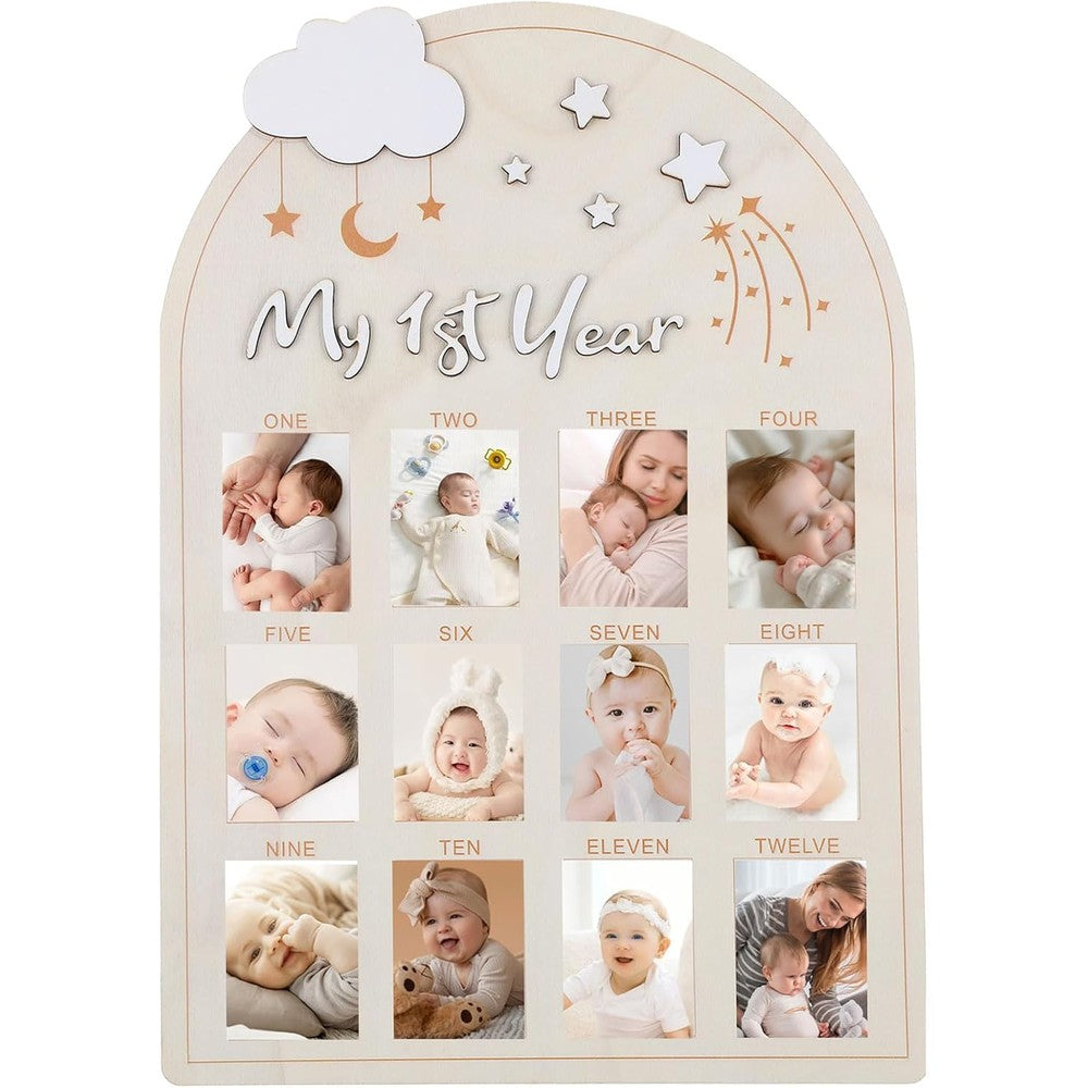 Xyulaan wooden my first year milestone photo board front view
