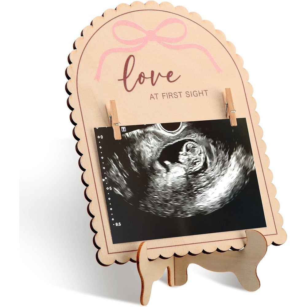 Vicenpal pink bow wooden ultrasound picture frame front view