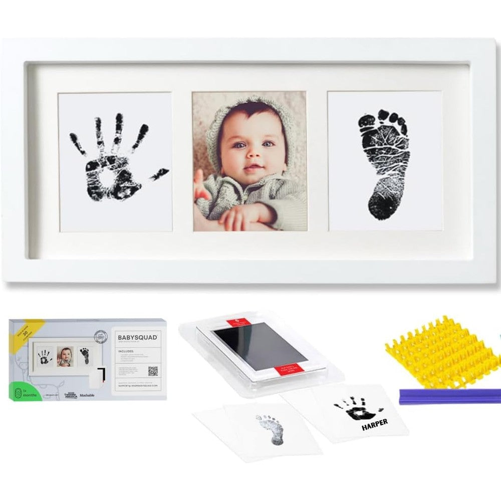 BabySquad newborn handprint and footprint keepsake frame front view