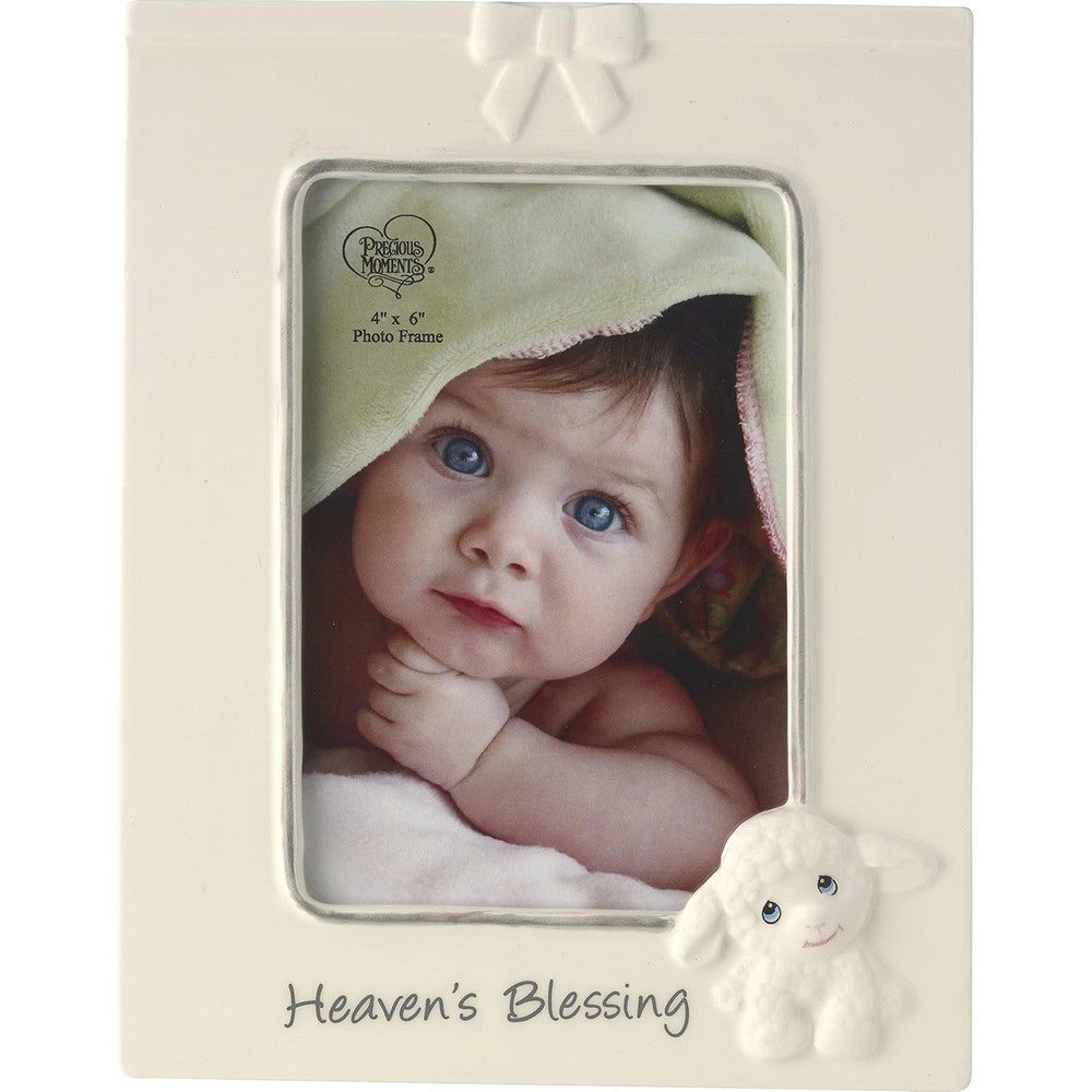 Precious Moments Heaven's Blessings Ceramic Lamb Photo Frame front view